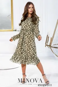 Платье 3111-хаки-листок Minova