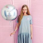 Шар А 3D СФЕРА Б/РИС 16"/41 см Металлик Silver (серебро) (БГ-19)