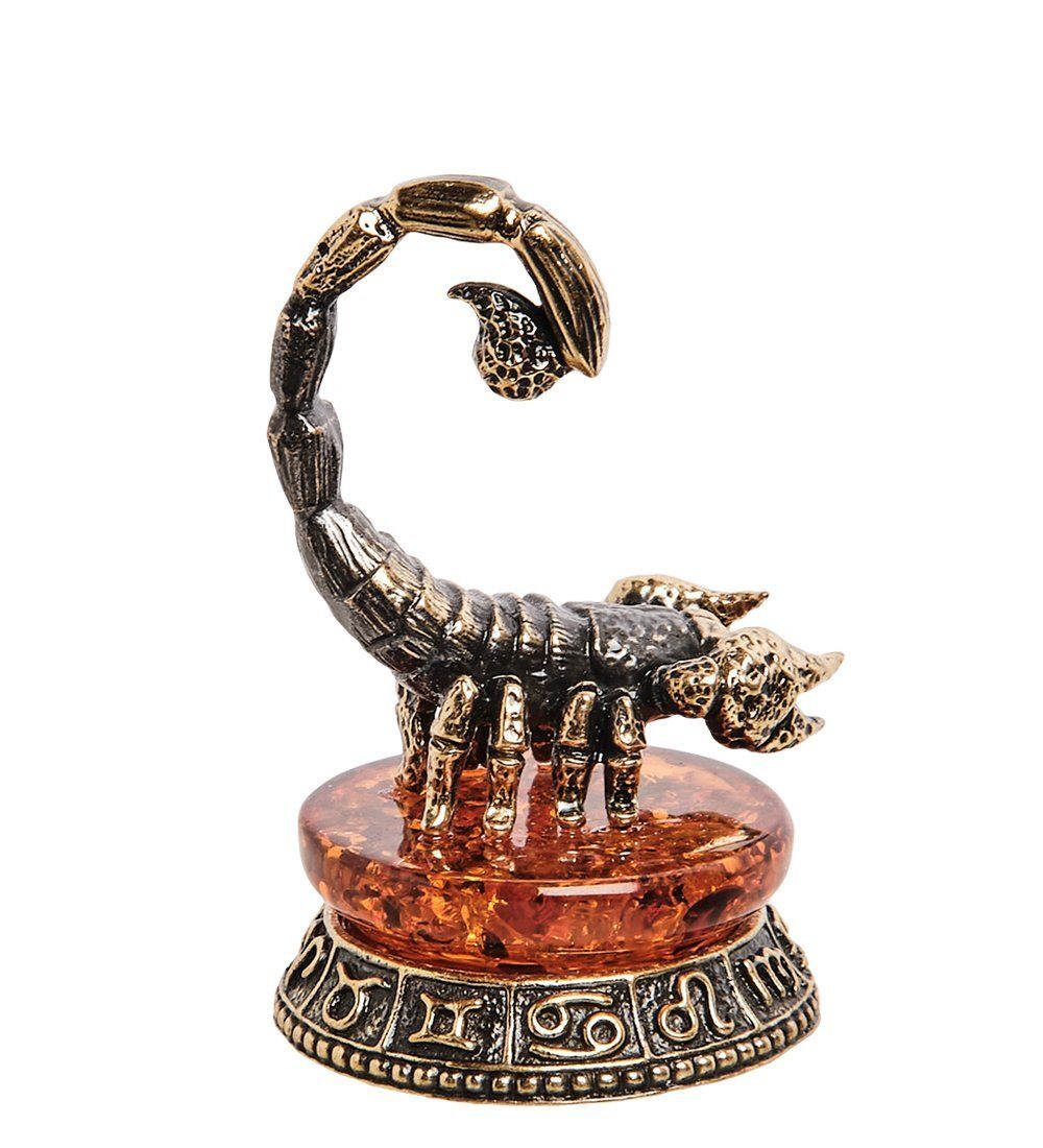 AM-2737 Фигурка «Знак зодиака-Скорпион» (латунь, янтарь)