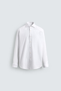 ZARА РУБАШКА SLIM FIT С ДВОЙНЫМИ МАНЖЕТАМИ, БЕЛЫЙ