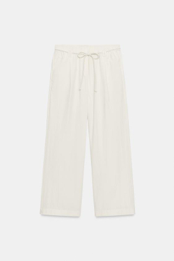 ZARA БРЮКИ ИЗ ПОПЛИНА — ZW COLLECTION, ЭКРЮ
