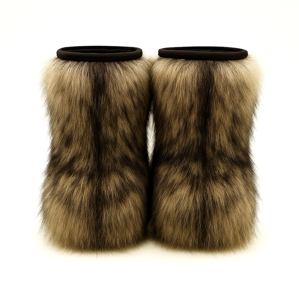 Унты укороченные женские из меха полярного волка