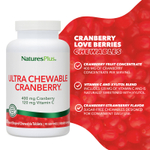 NaturesPlus, Ultra Chewable Cranberry®, 180 жевательных таблеток в форме сердца
