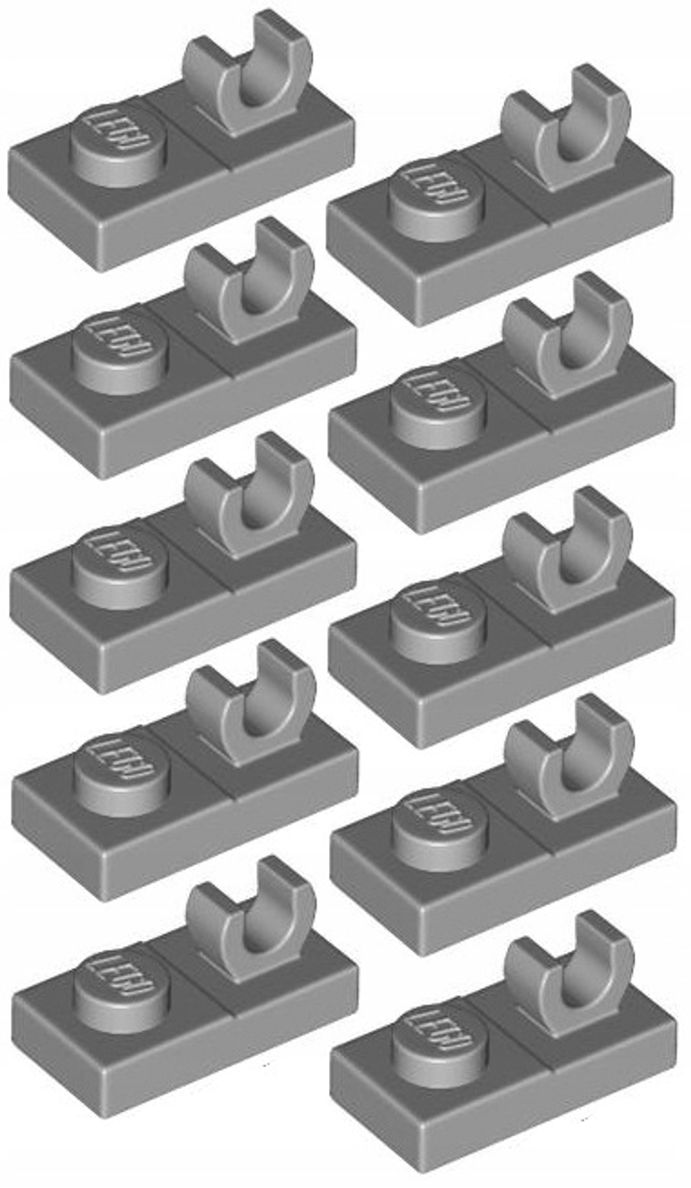 Lego 50шт Модифицированная Плитка размером 1х2 с зажимом сверху (светло-серый) 92280-6326078
