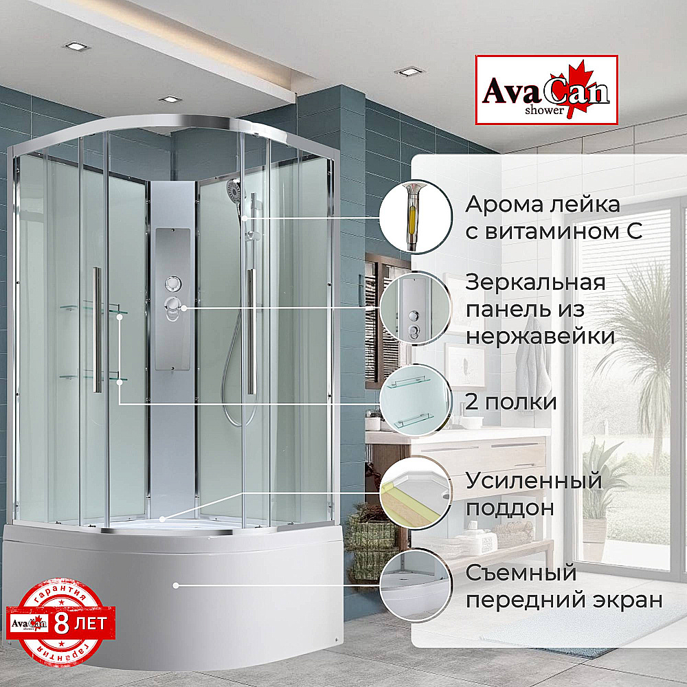 Душевая кабина AvaCan EM Серия EM5011NT 110х110 без крыши прозрачная