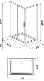 Душ ограждение LORANTO SUNWAY 120х80х200 R/L с низ поддоном 13см, прозрач стекло 6мм,  хром 822123