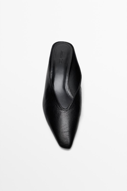 Massimo Dutti Мюли из мягкой кожи, черный