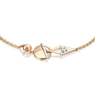 Браслет «Контрасты» из комбинированного золота с натуральным топазом white