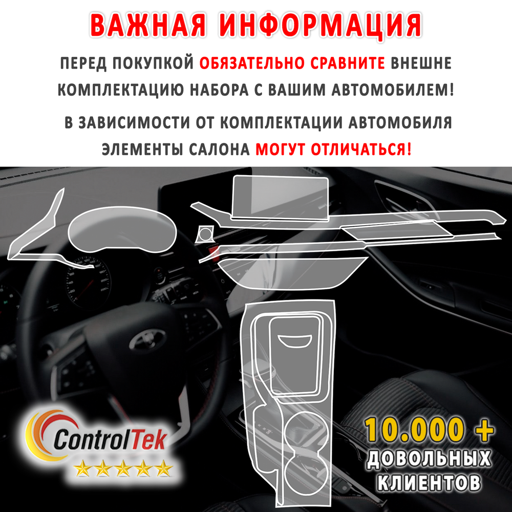 Москвич 3 (2022) - комплект защитных матовых пленок 6 в 1. Пленка защитная ControlTek HYBRID со слоем TOP COAT. Толщина: 6 mil. (175 мкм.)