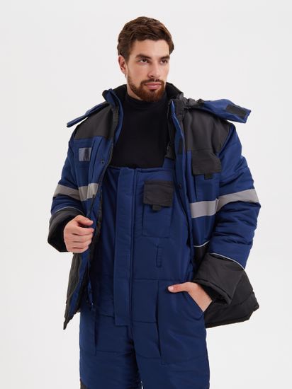Костюм зимний "Нордмен" полукомбинезон (синий/черный)