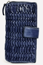 Женский кошелек из натуральной винтажной кожи синего цвета