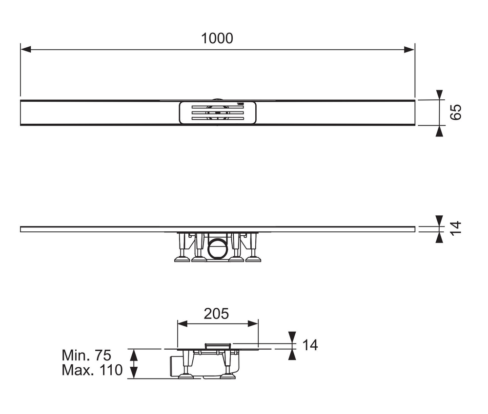 Универсальный дренажный комплект TECElineo 400-1000 мм