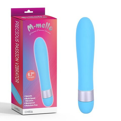 Голубой классический вибратор Precious Passion Vibrator - 17 см. (Цвет: голубой)