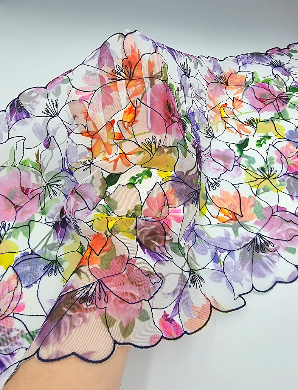 Вышивка на сетке фиолетовый/мультиколор К701 (25 см)