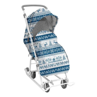 Санки-коляска "Наши Детки 3-1К" скандинавский синий