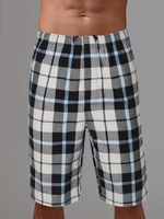 Хлопковые удлиненные шорты в клетку (Размер: 4X) (Цвет: серый)