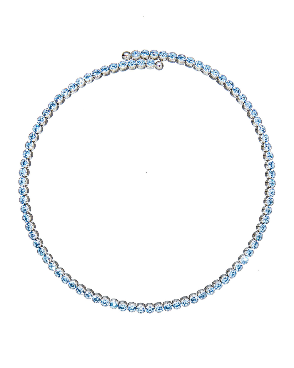 Колье-чокер, жесткая основа, серебро, круглые голубые камни