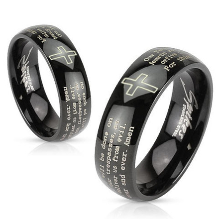 Кольца чёрные с молитвой мужские и женские SPIKES R-M2767