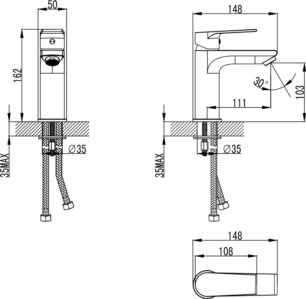 Смеситель для раковины STWORKI Готланд S13010CR хром