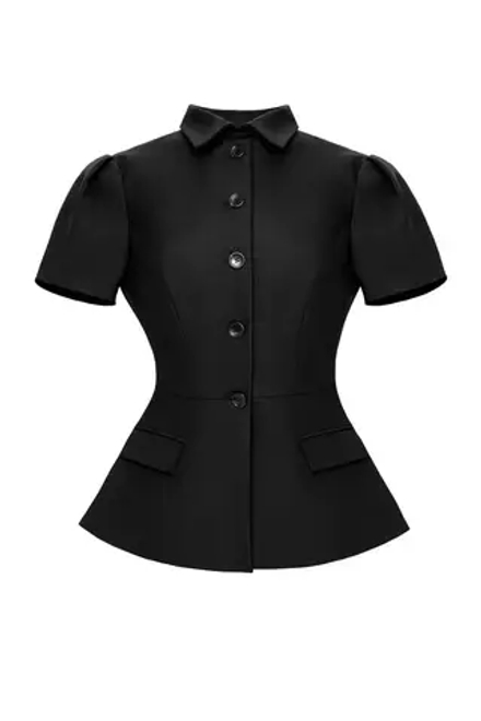 “Noir de Fleur” Жакет приталенный с коротким рукавом (2)