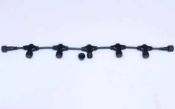 Разветвитель универсальный 2 pin 0.6 м., 5 лучей, для нитей 10 м, бахромы, занавесов, черный цвет, Rich LED (RL-SC2/5-B)