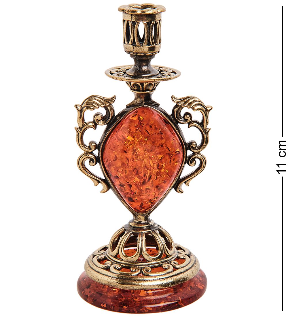 Народные промыслы AM-2951 Подсвечник «Канделябр» (латунь, янтарь)