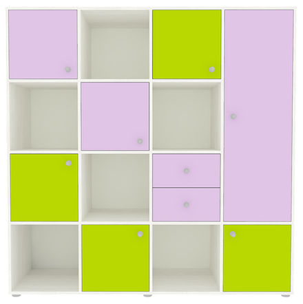 Стеллаж КарИВи Джери 2 Белое Дерево Ирис Лайм