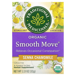 Traditional Medicinals, Smooth Move, органическое слабительное средство, ромашка и сенна, без кофеина, 16 чайных пакетиков, 32 г, (1,13 унции)