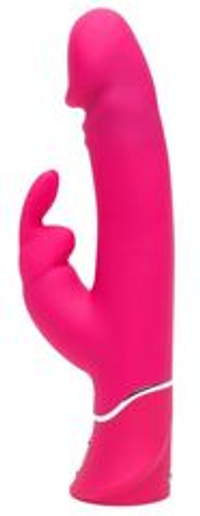 Розовый вибратор-кролик Realistic Dual Density Rechargeable Rabbit Vibrator - 25,5 см.