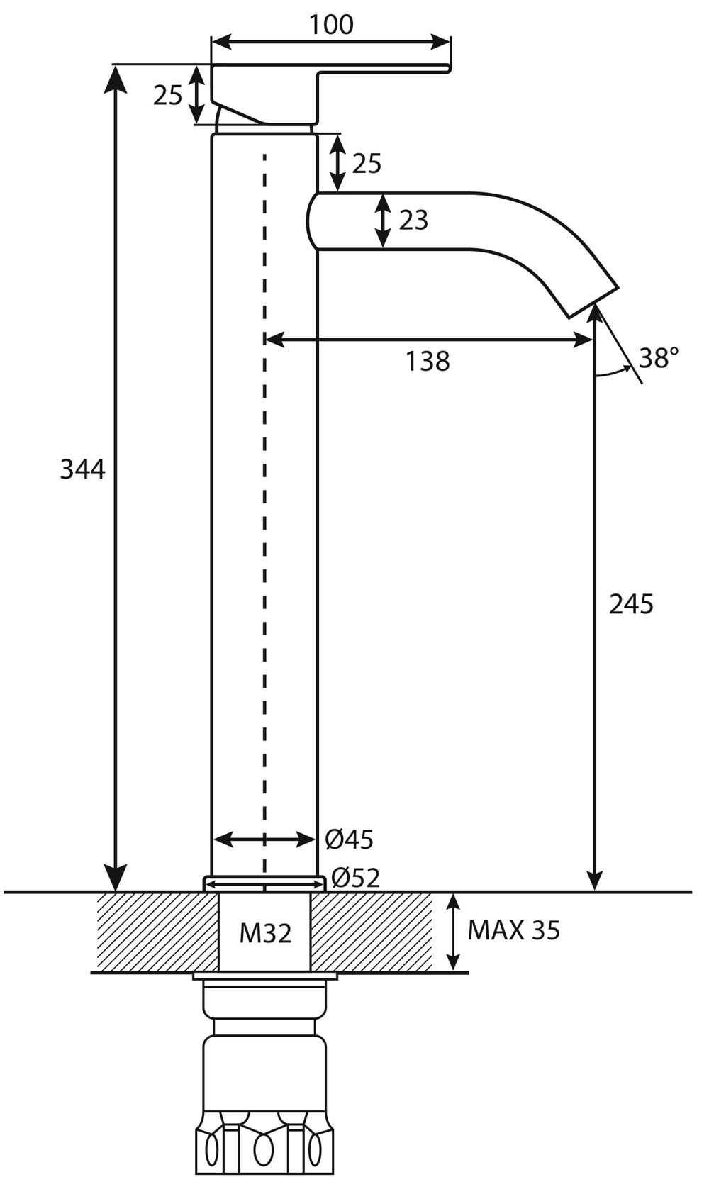 Смеситель для раковины CULTO FERRO BLACK черный