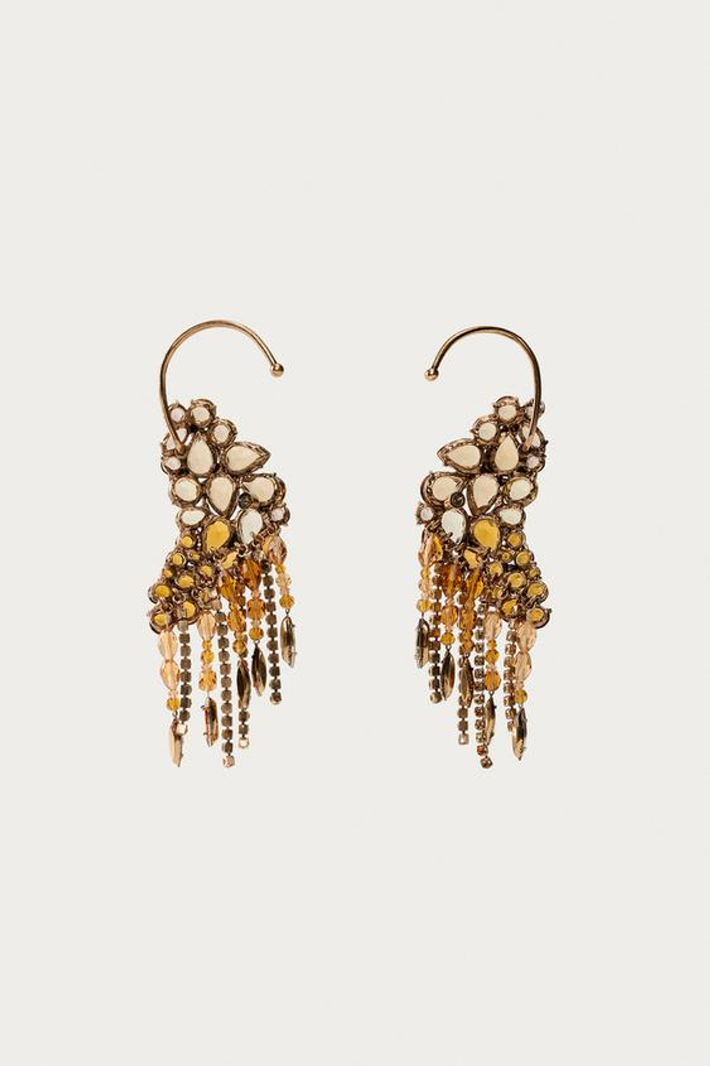 ZARA X MARISA BERENSON МЕРЦАЮЩИЕ СЕРЬГИ С КАМНЯМИ , ЗОЛОТИСТЫЙ