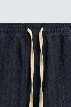 ZARA ШОРТЫ ИЗ ЖАККАРДА С ГЕОМЕТРИЧЕСКИМ УЗОРОМ, МОРСКОЙ СИНИЙ