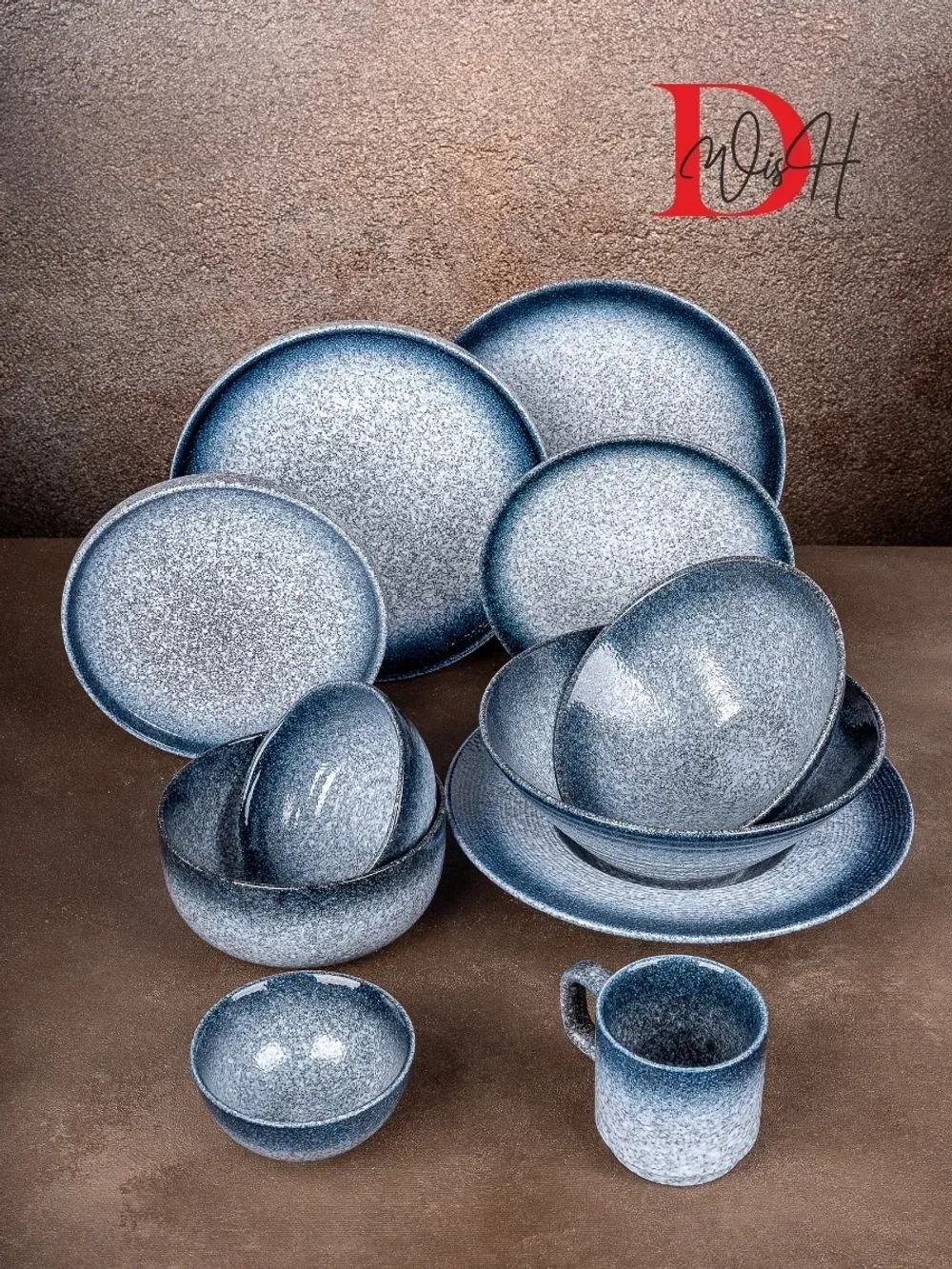 Набор посуды 2 тарелки для пасты шляпа синяя 28 см