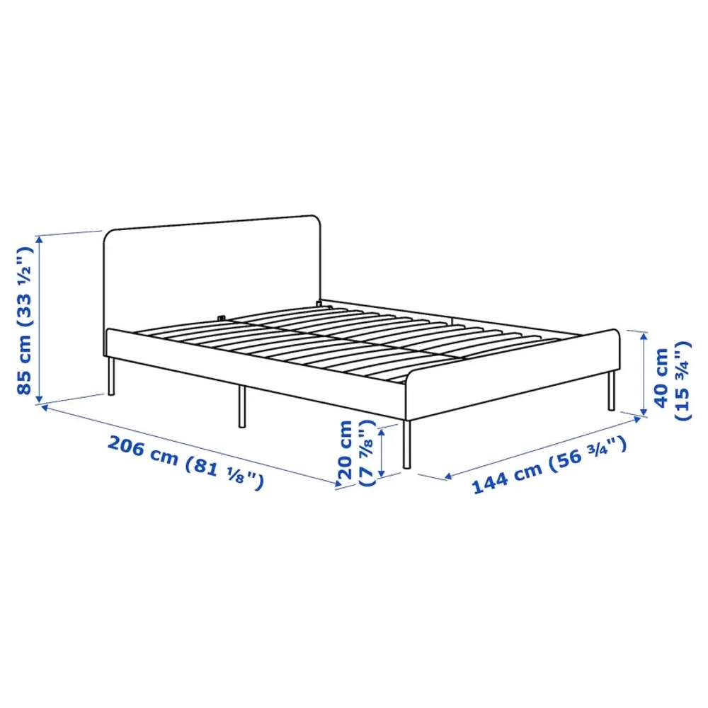 Каркас кровати - SLATTUM IKEA/  СЛАТТУМ  ИКЕА,  206х144 см, черный