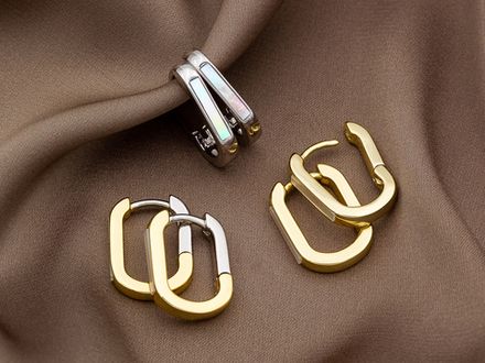 Швензы-Кольца 13х17,7мм, прямоугольные с перламутром