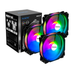 Комплект из 3 вентиляторов Alseye M120-P KIT, 120мм, 800-1700rpm, 4-pin, черный-белый/ARGB, 66CFM, 35.8дБ, контроллер, антивибропрокладки (AS.04.01.0034)