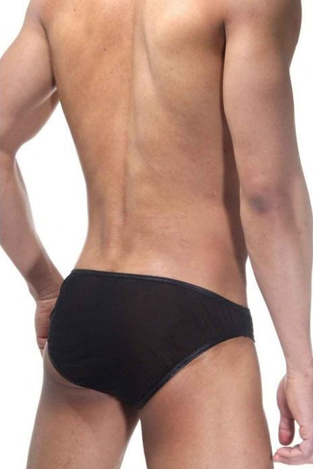 Низкие трусы-слипы из блестящей ткани (Размер: L-XL) (Цвет: черный)