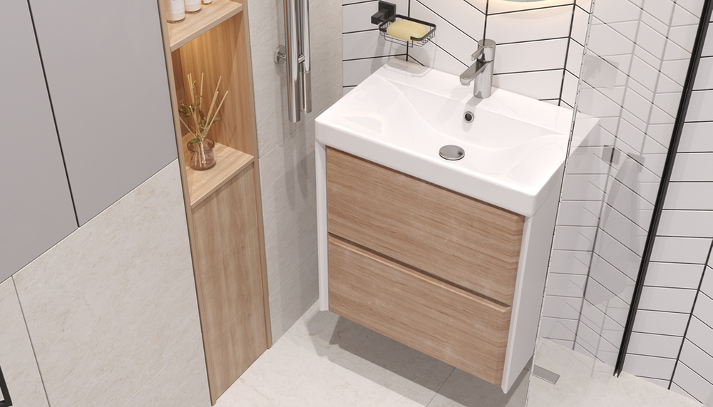 Тумба подвесная VELVEX Gesso 60.2Y белый дуб сонома