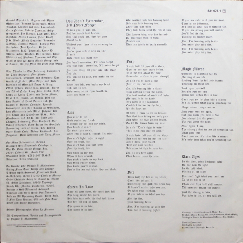 Yngwie Malmsteen / Trilogy (LP)