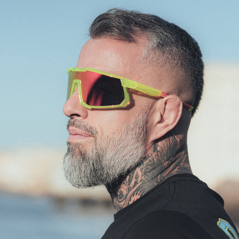 Спортивные очки HILX Big Head / Shiny Yellow Orange / Light Purple Lens