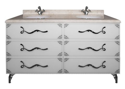 Тумба LAURA 150 С узором Белый глянец Серебро со стеклом