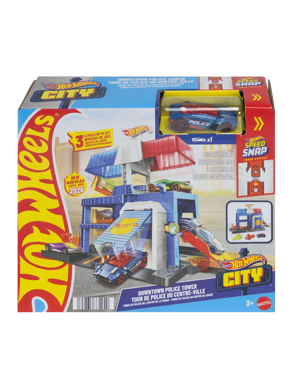 Гараж Hot Wheels City Полицейский участок JHL74 | Hot Wheels City Downtown Police Tower | трёхуровневый гараж 1:64 | 3+