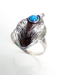 Кольцо Эстерелла, серебро 925 проба, родирование, опал синтетический/Ф