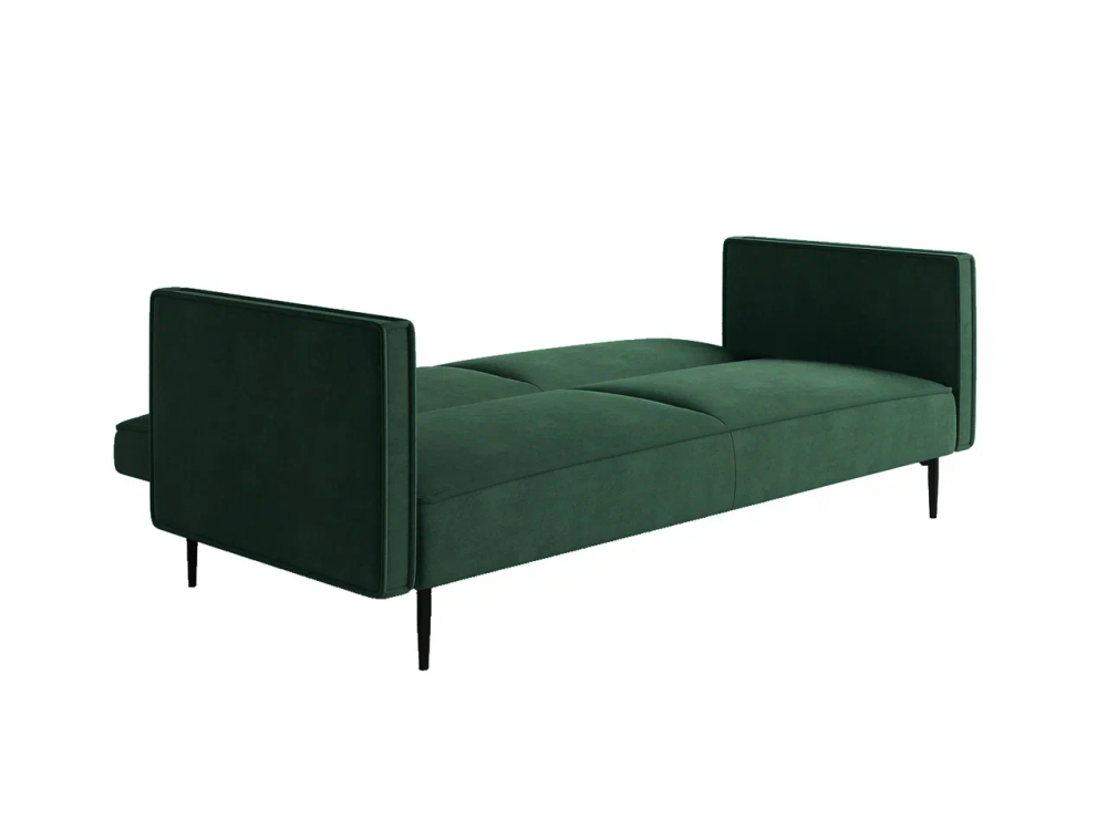 Este диван-кровать трехместный, прямой, с подлокотниками, бархат зеленый 19