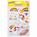 Наклейки из EVA "Единороги", 14 штук, ассорти, 13х21 см, ЮНЛАНДИЯ, 662682