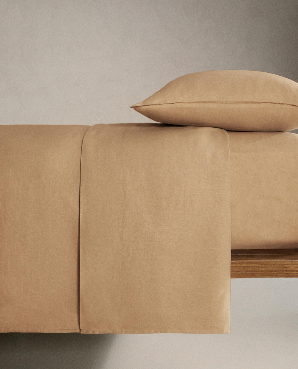 Zara Home - Простыня брюки из постиранного льна, высота 30 см (140 г / м2), бежевый, 180х200х30 см