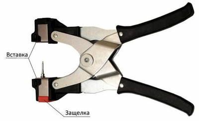 Щипцы (биркователь) для установки бирок универсальные (с белой иглой)