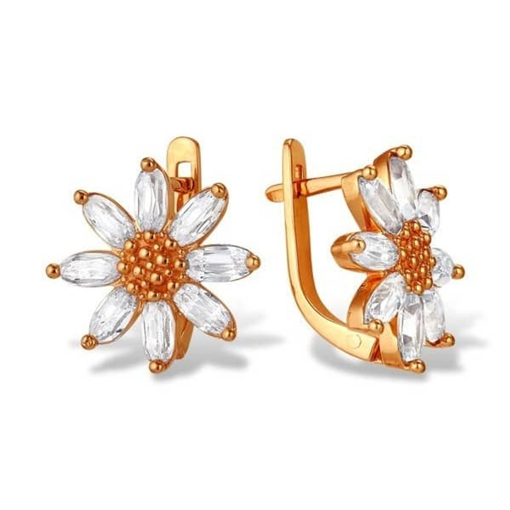 Серьги из золота с фианитами