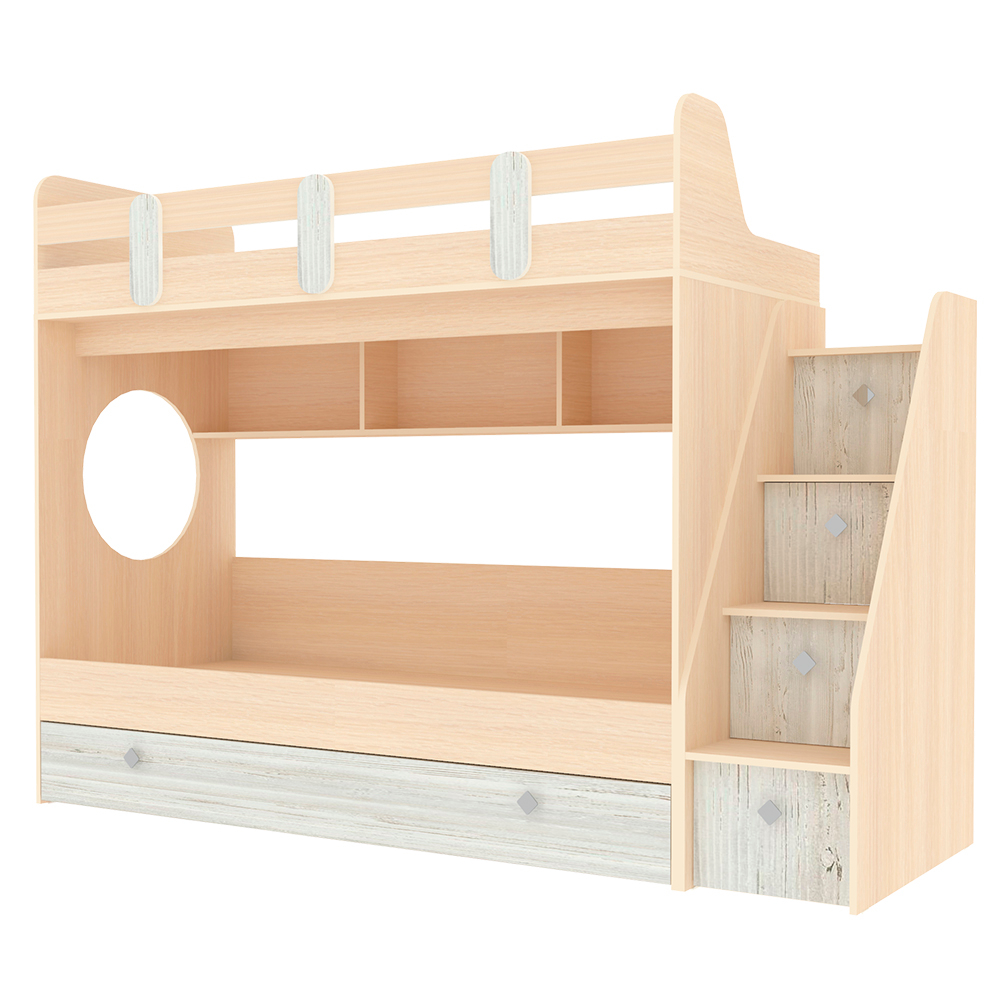 Кровать двухъярусная КарИВи Фортуна-3  Дуб Молочный Винтерберг