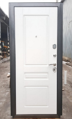 Входная металлическая дверь RеX (РЕКС) 14 Силк титан / ФЛ 243 Белый матовый